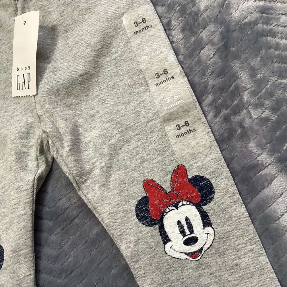 NWT Baby Gap Disney Minnie Mouse Gray Leggings 3-6 Month. - Picture 2 of 8